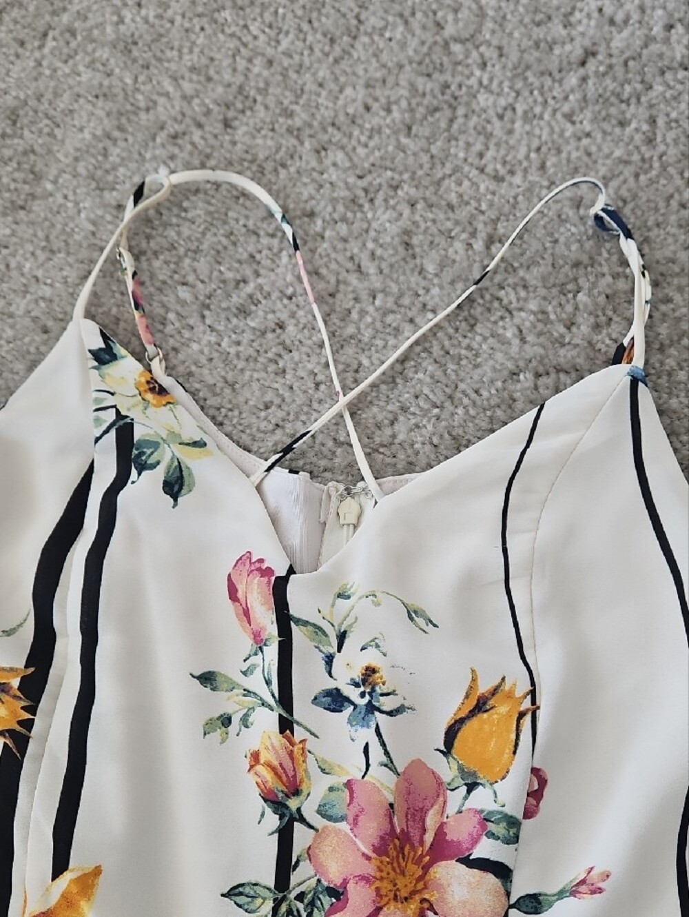 Sienna Sky Cream Floral Striped Wide-Leg Jumpsuit - Picture 4 of 7
